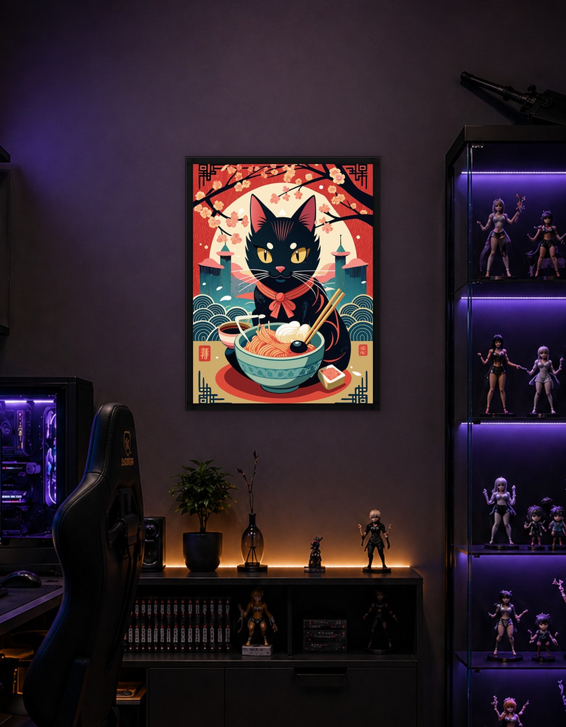 Black Cat Eating Ramen - 9781200