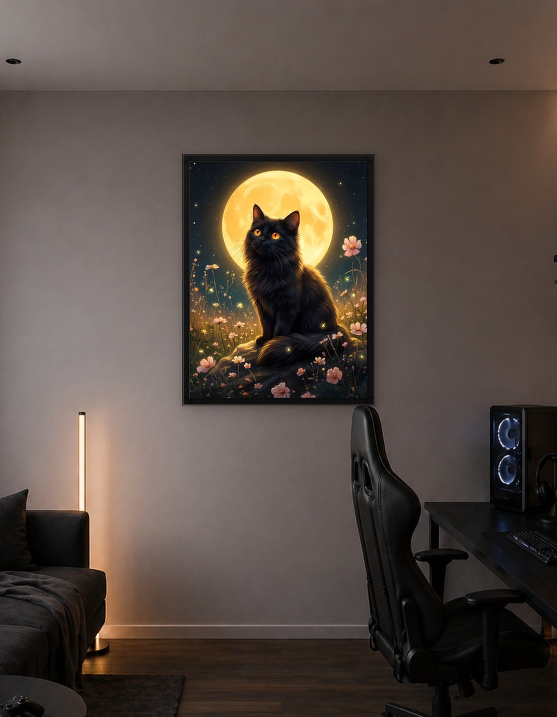 Black Cat Under Moonlight