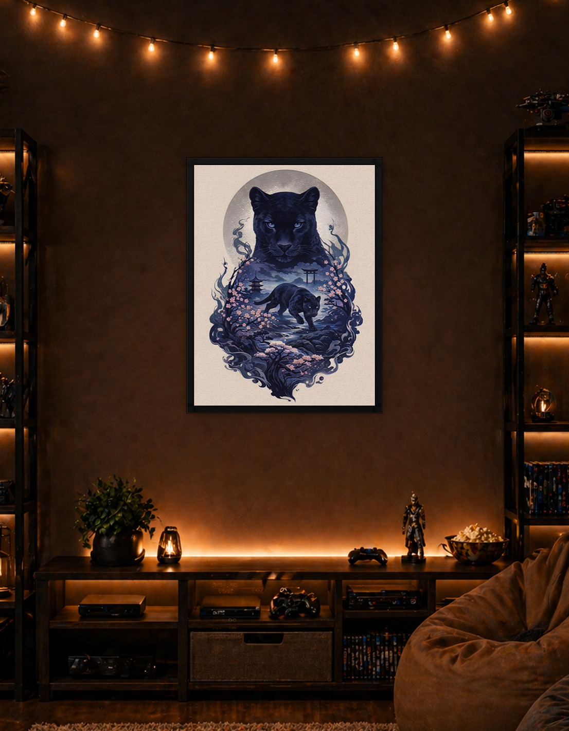 Black Panther in Japanese Landscape