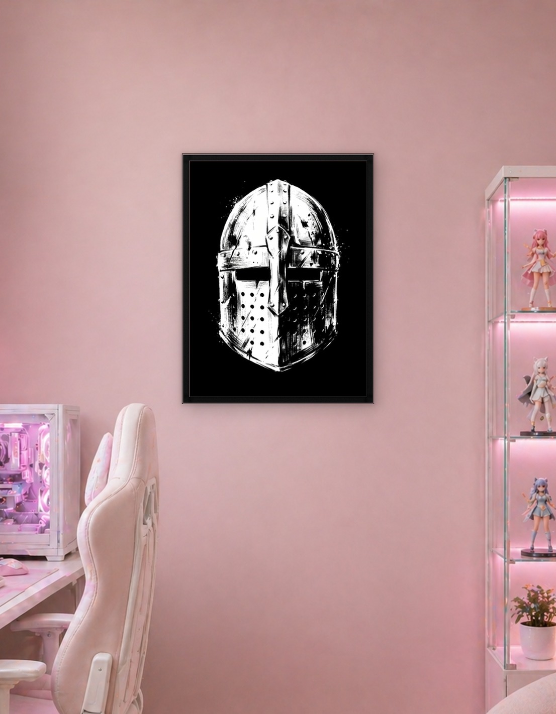 Crusader Helmet Black and White Art