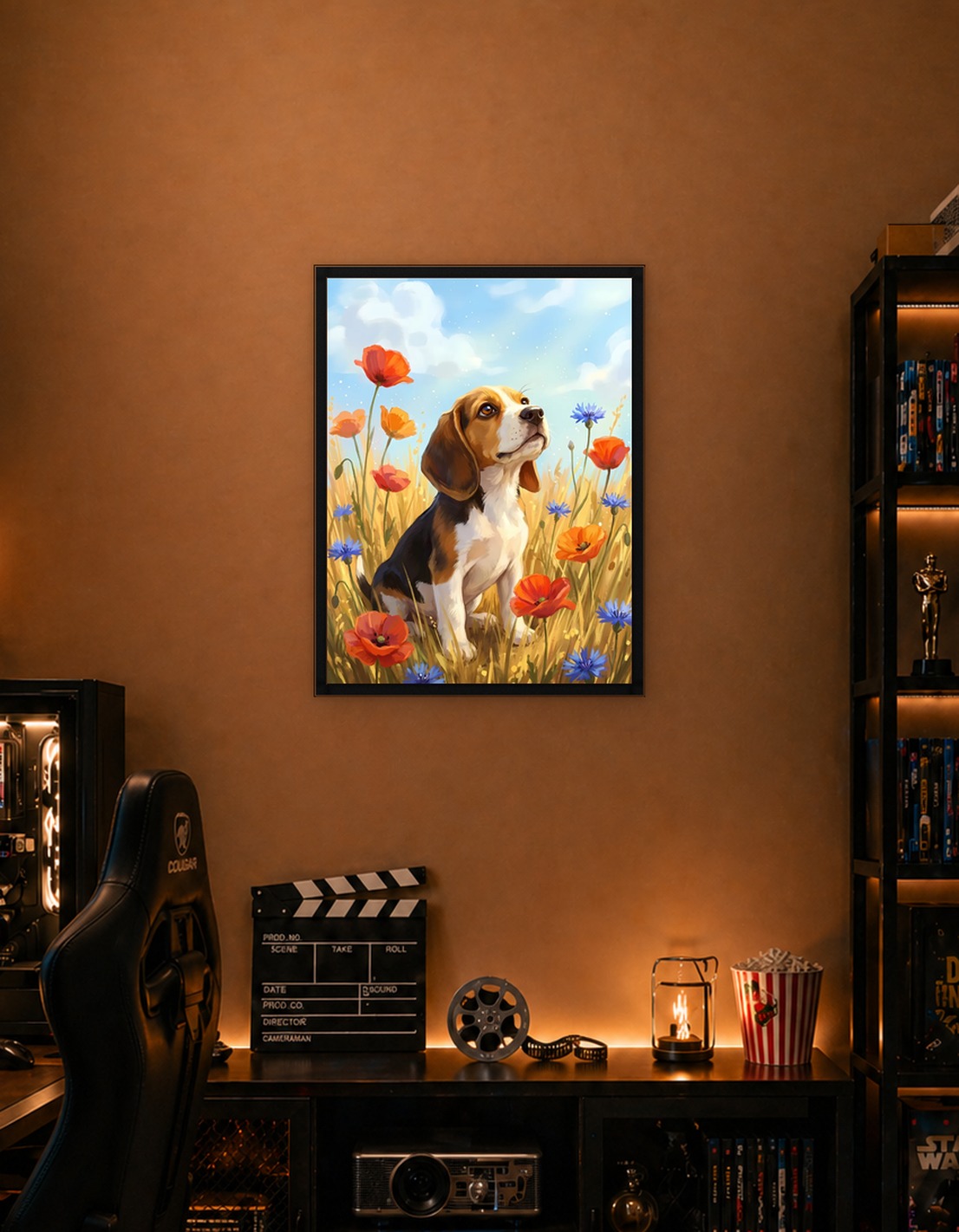 Beagle Puppy in a Flower Field