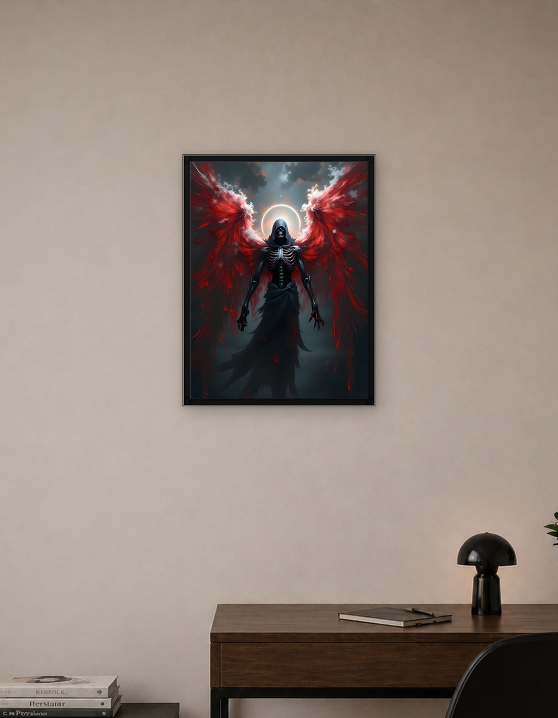 Grim Reaper Angel with Red Wings
