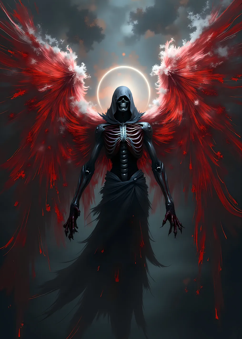 Grim Reaper Angel with Red Wings