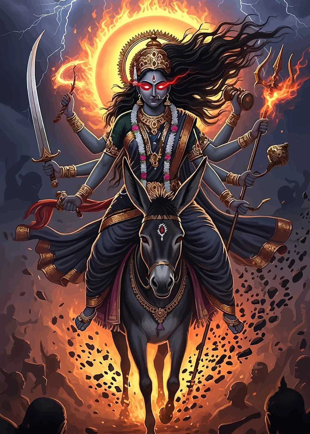 Goddess Kali Riding a Donkey - 10014075