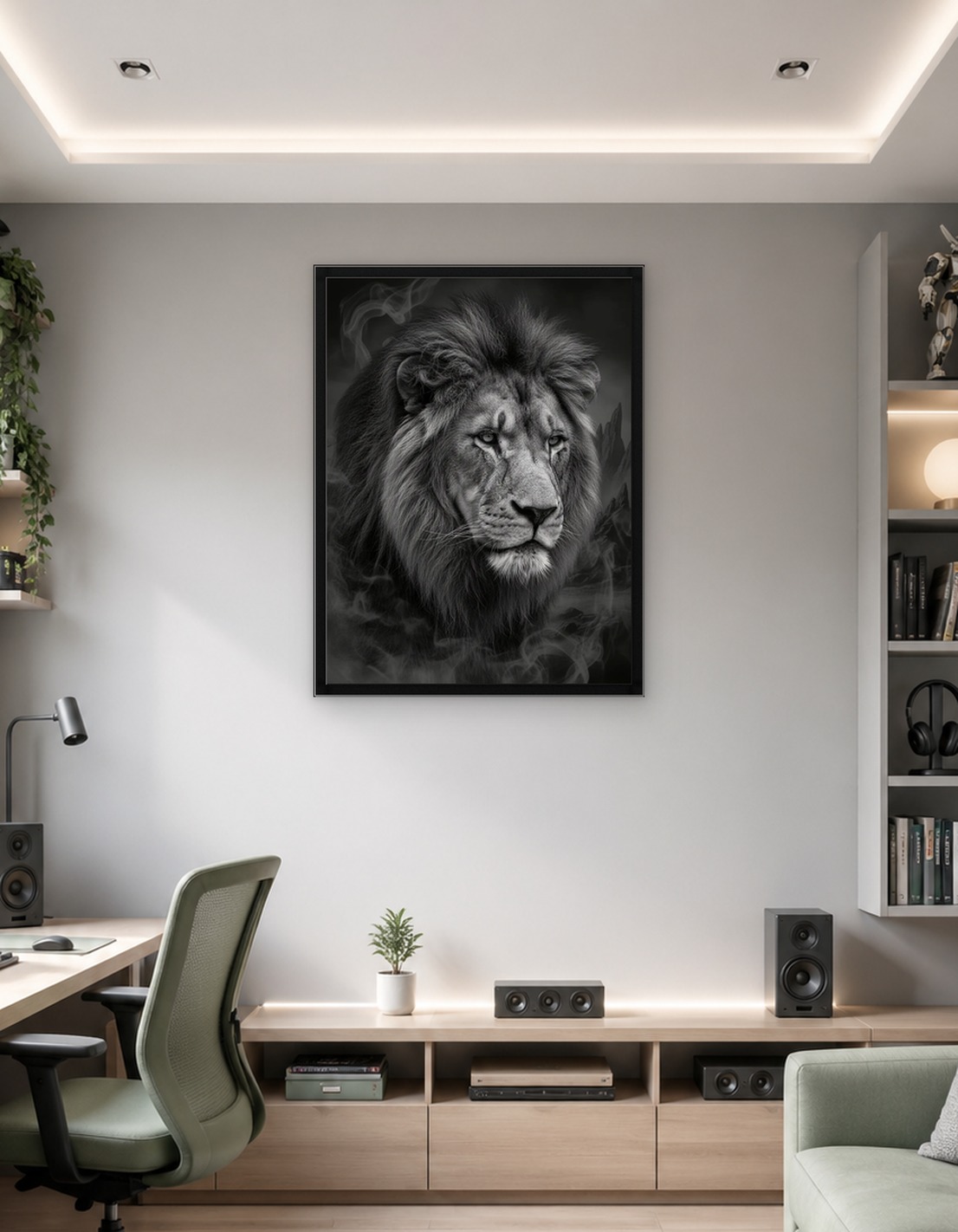 Majestic Lion in Smoke