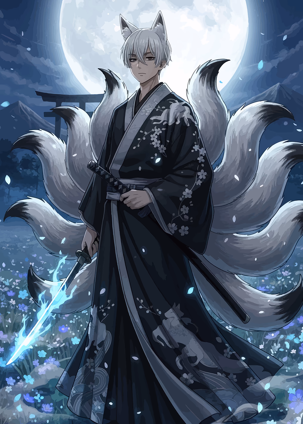 Kitsune Warrior with Glowing Sword