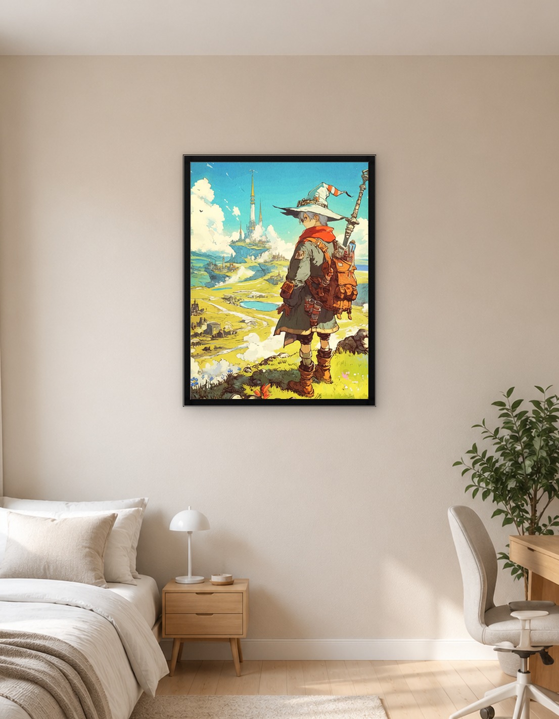Fantasy Wizard Overlooking a Vast Landscape