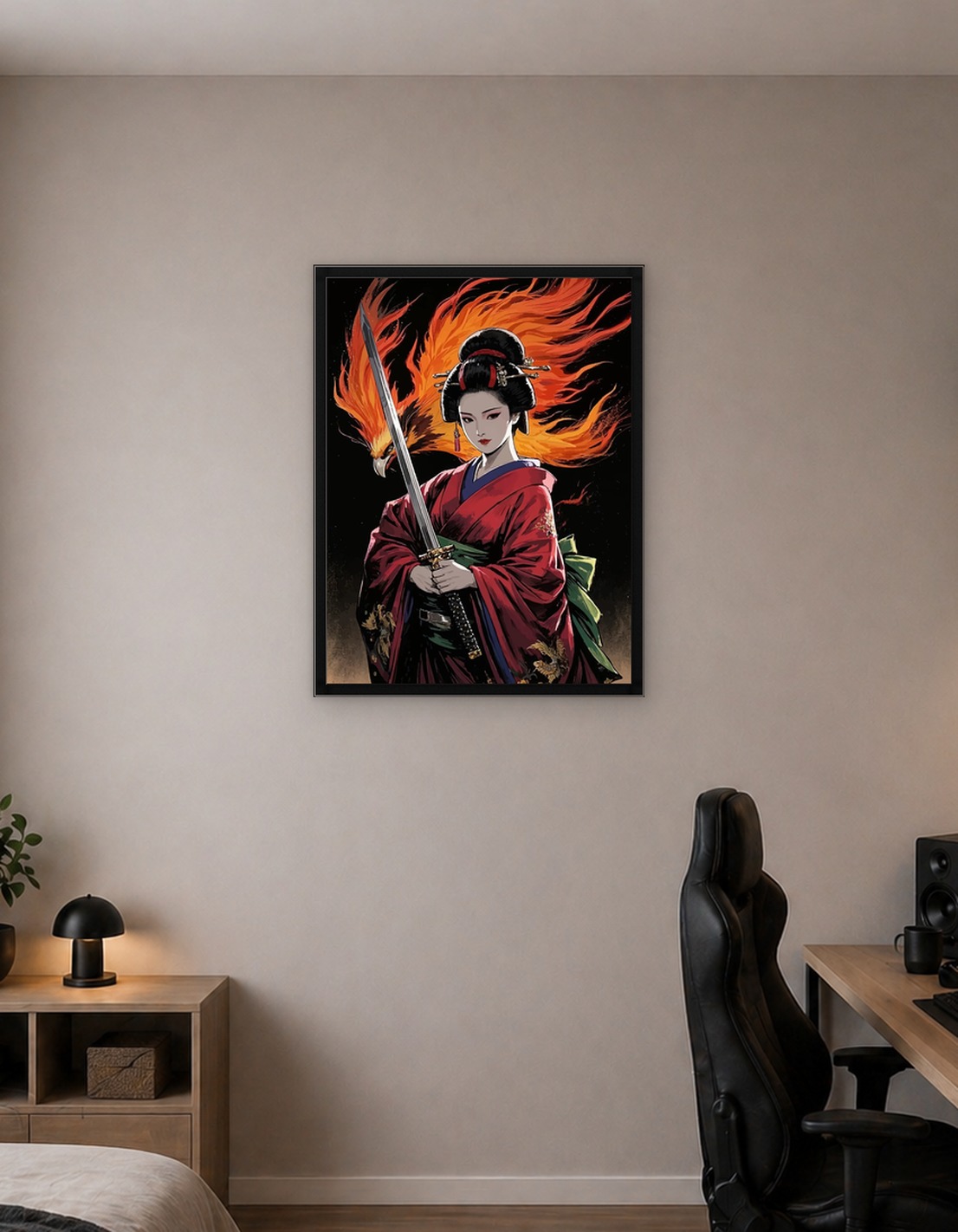 Geisha Warrior with Phoenix