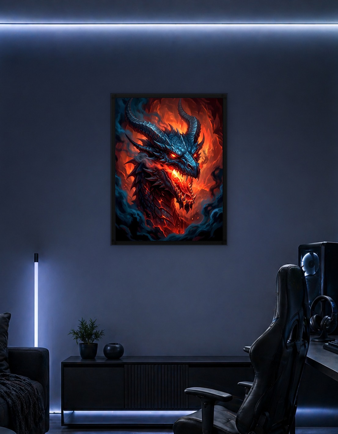 Fierce Dragon Head with Fiery Breath