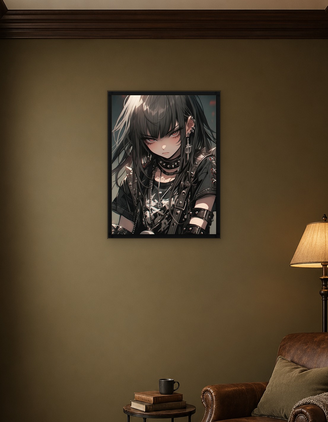 Gothic Anime Girl with Spiked Accessories