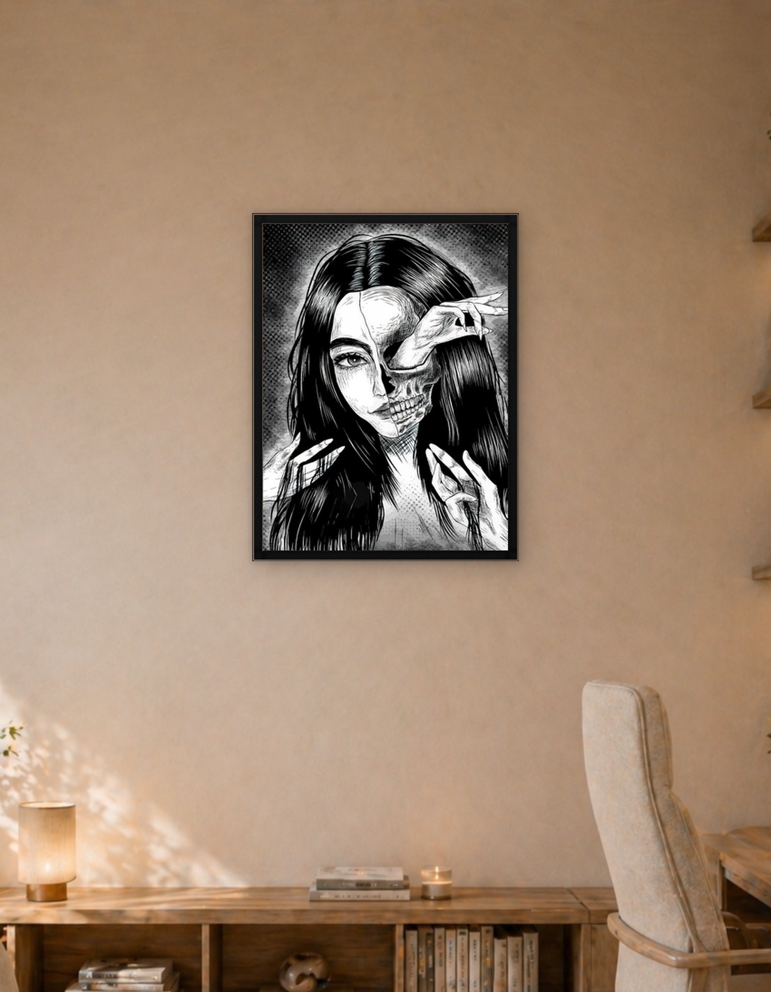 Gothic Woman with Skull Face