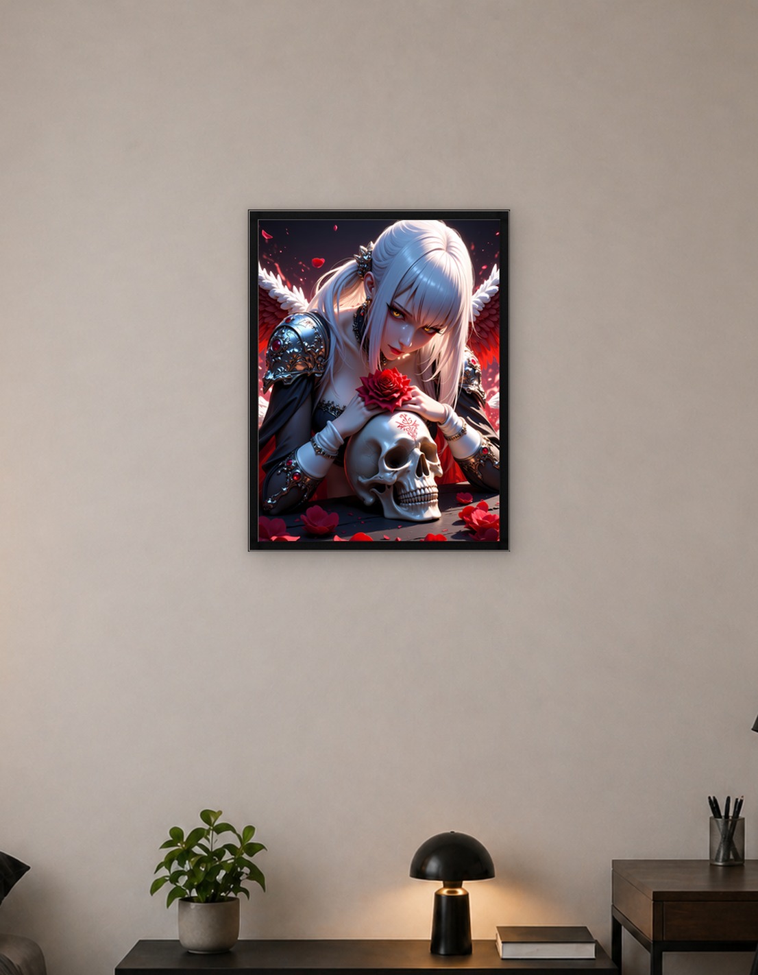 Gothic Angel with Skull and Rose - 10109798