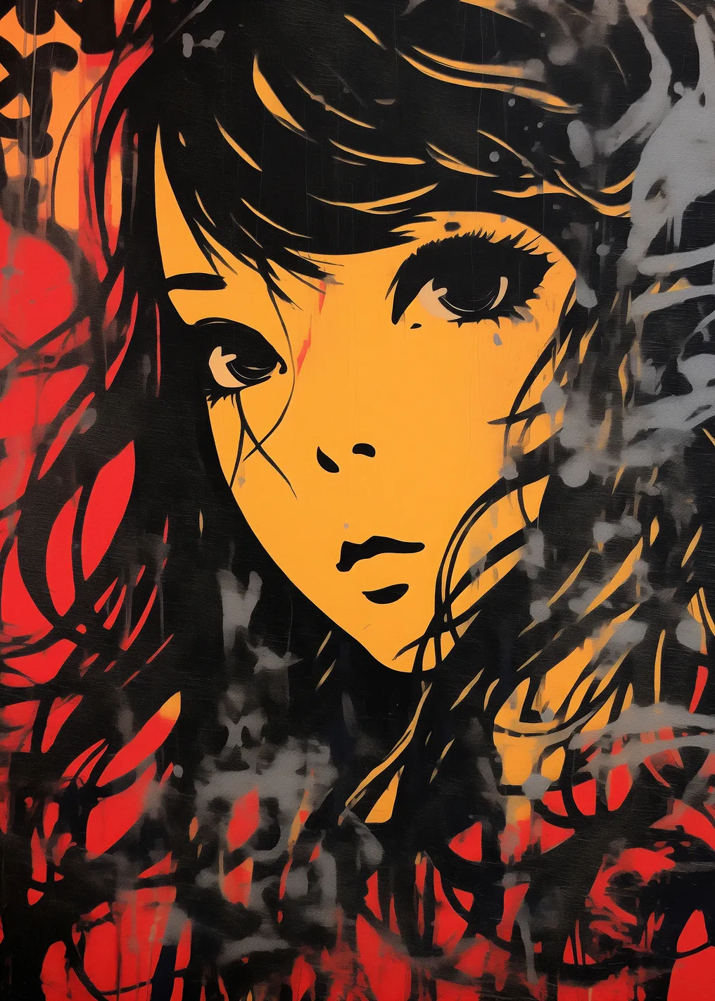 Graffiti Art of a Young Anime Woman