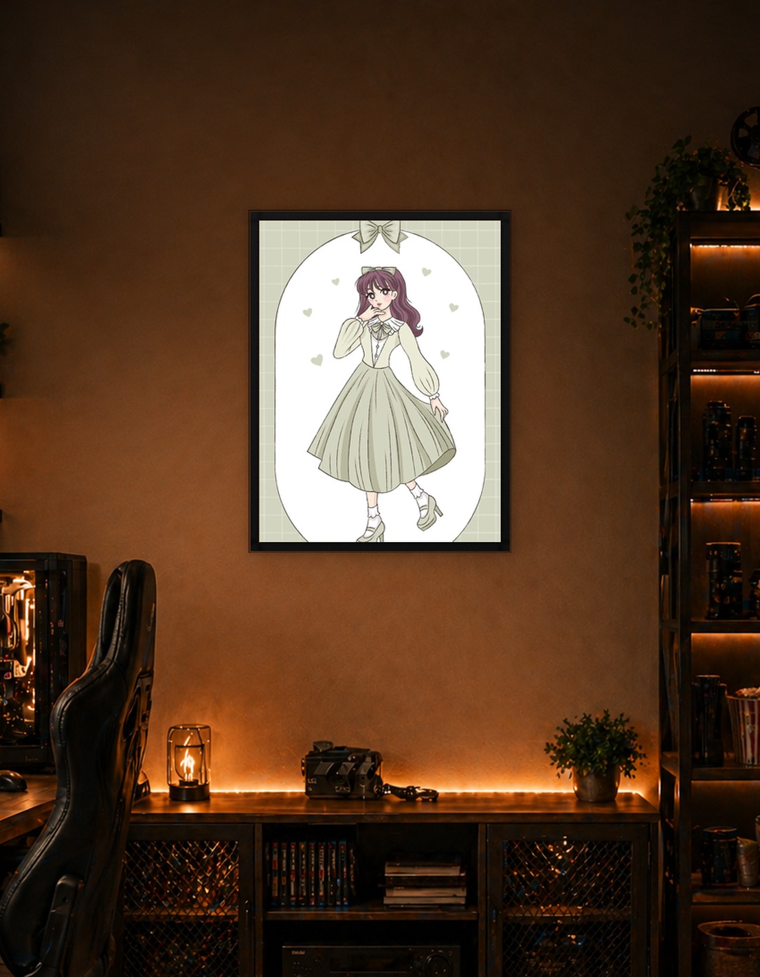 Girl in Green Dress Illustration