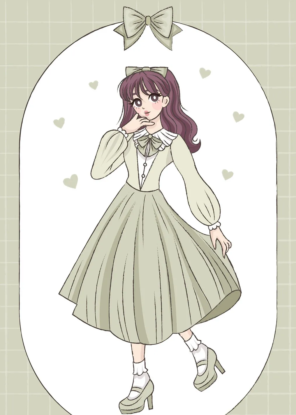 Girl in Green Dress Illustration
