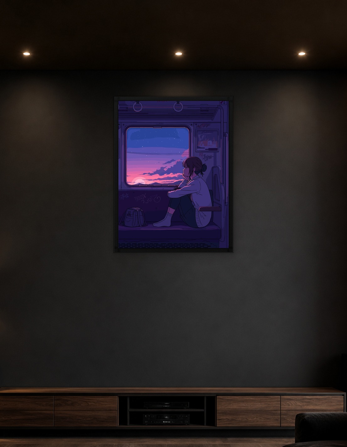Girl on Train at Sunset
