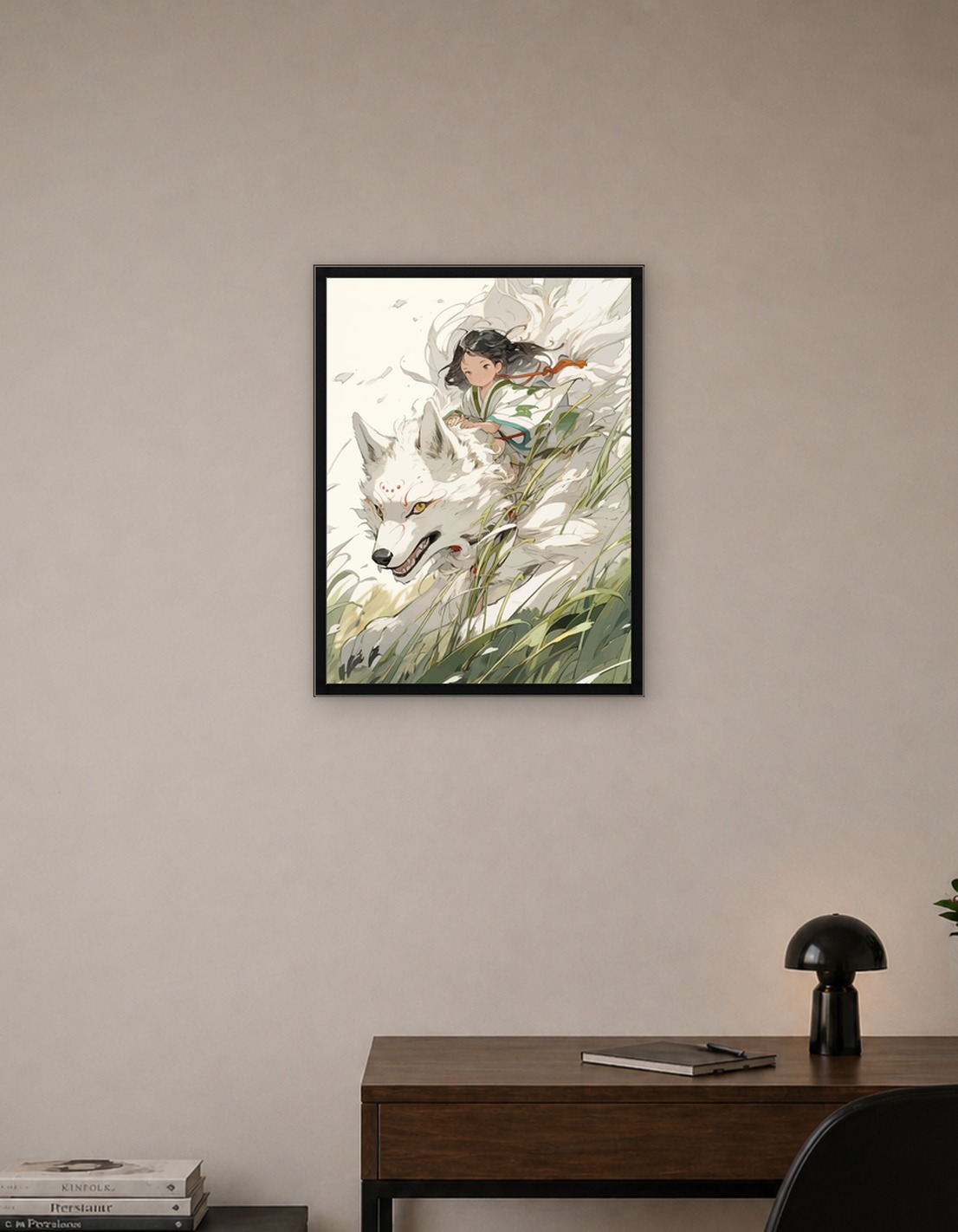 Girl Riding a White Wolf - 10051474