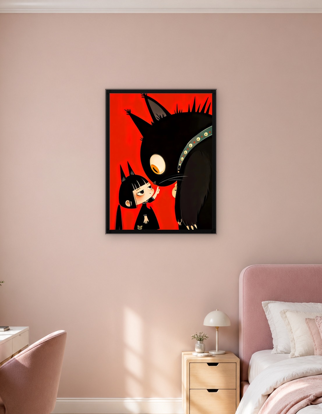 Girl and Black Cat