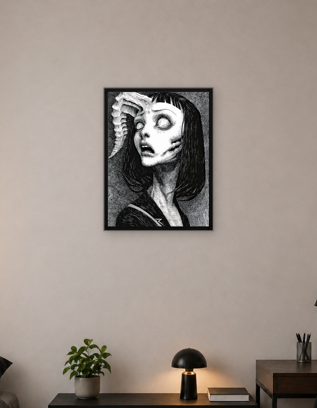 Horror Anime Girl with Horns