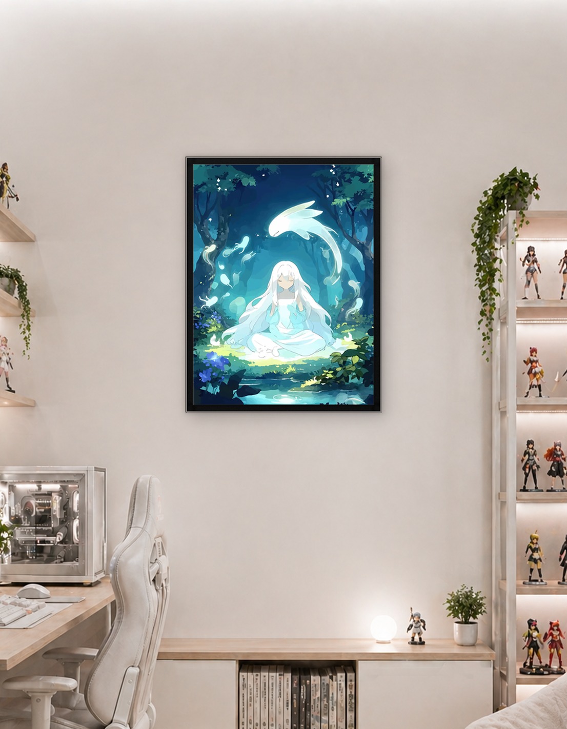Girl Meditating with Spirits in Forest