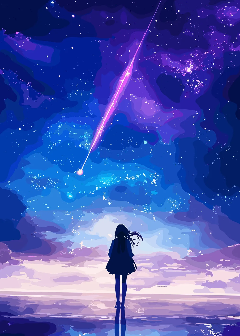 Girl watching a shooting star