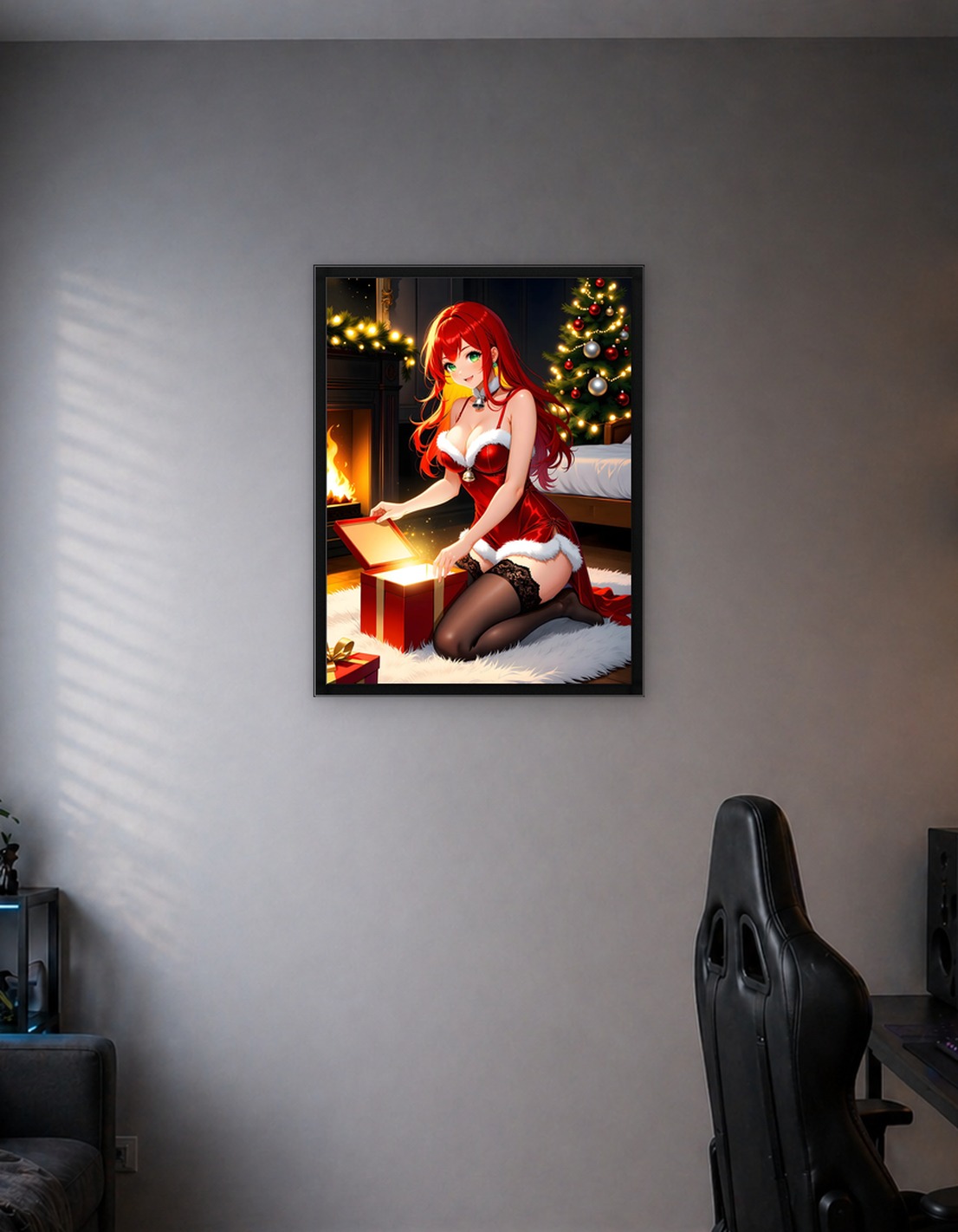 Girl Opening Christmas Gift