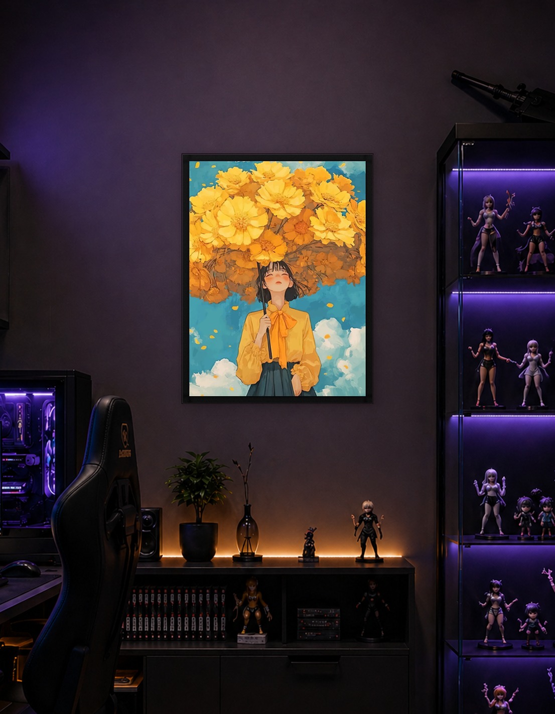 Girl with Yellow Flower Umbrella
