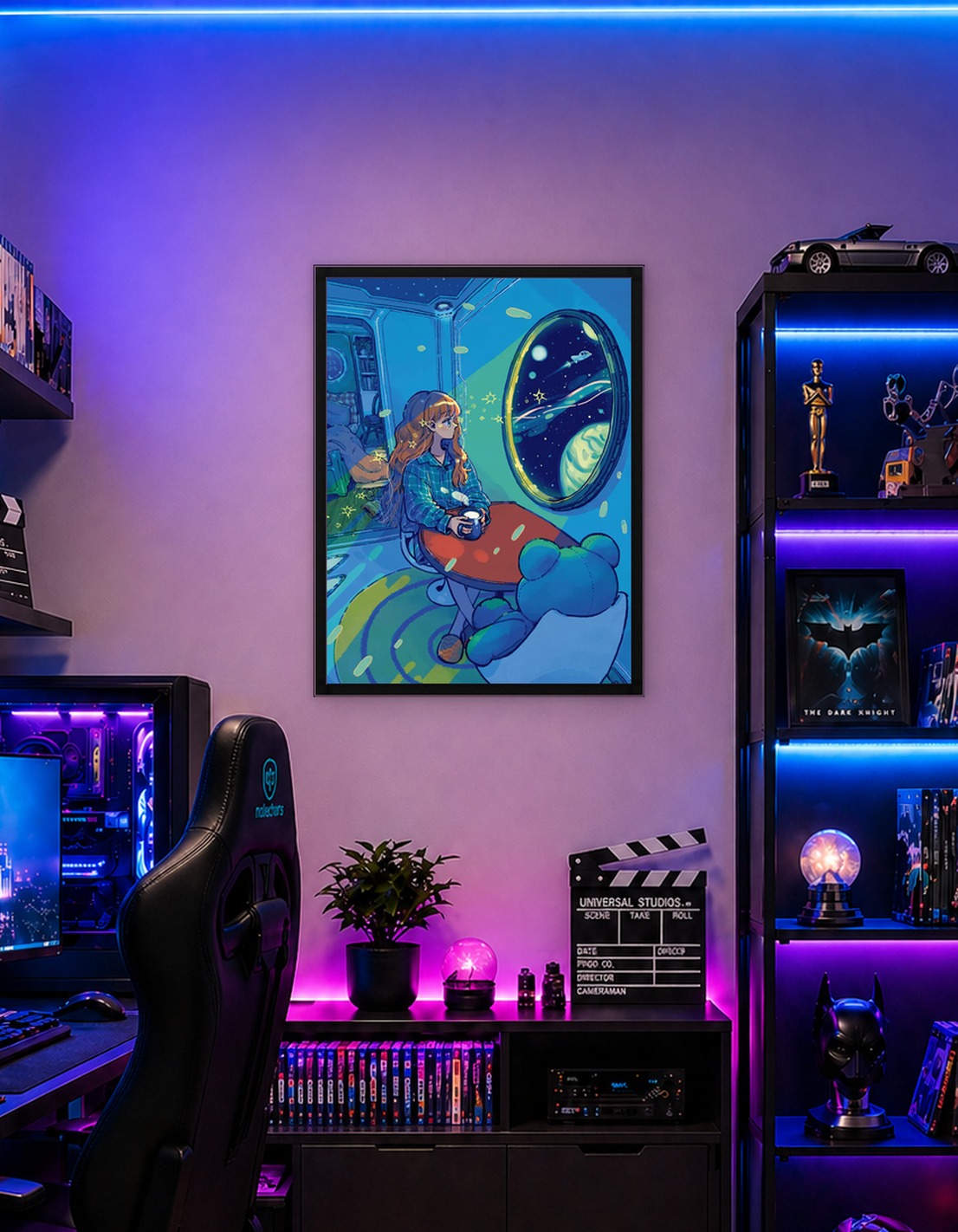 Girl Gazing at Space from Spaceship
