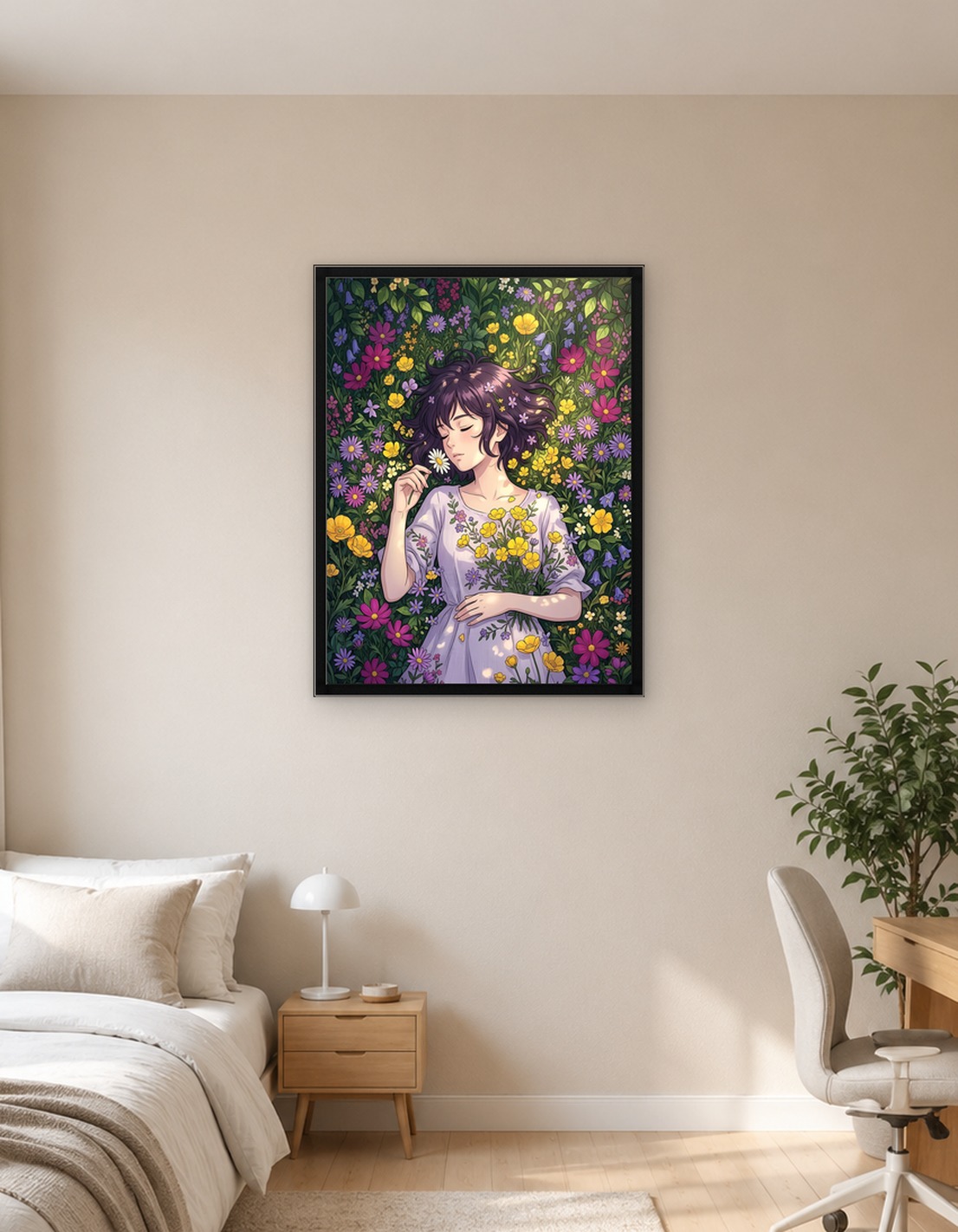 Girl Sleeping in a Field of Flowers