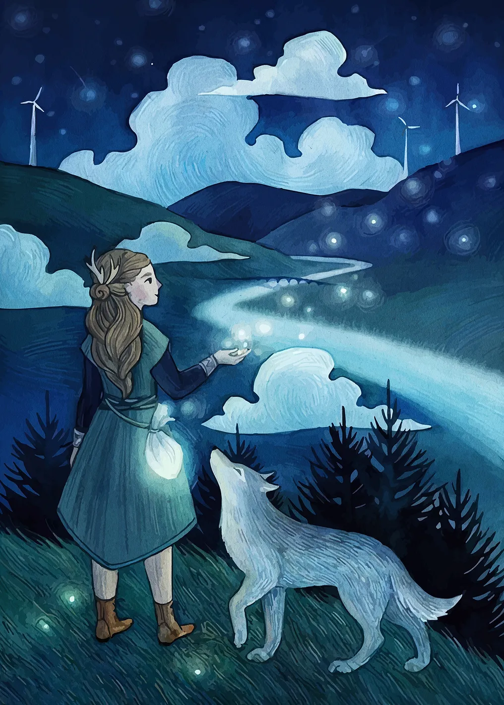 Girl, Wolf, and Magical Night