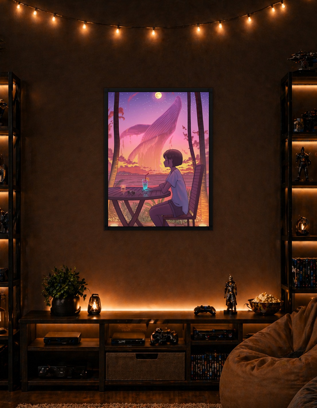 Girl, Whale, and Sunset