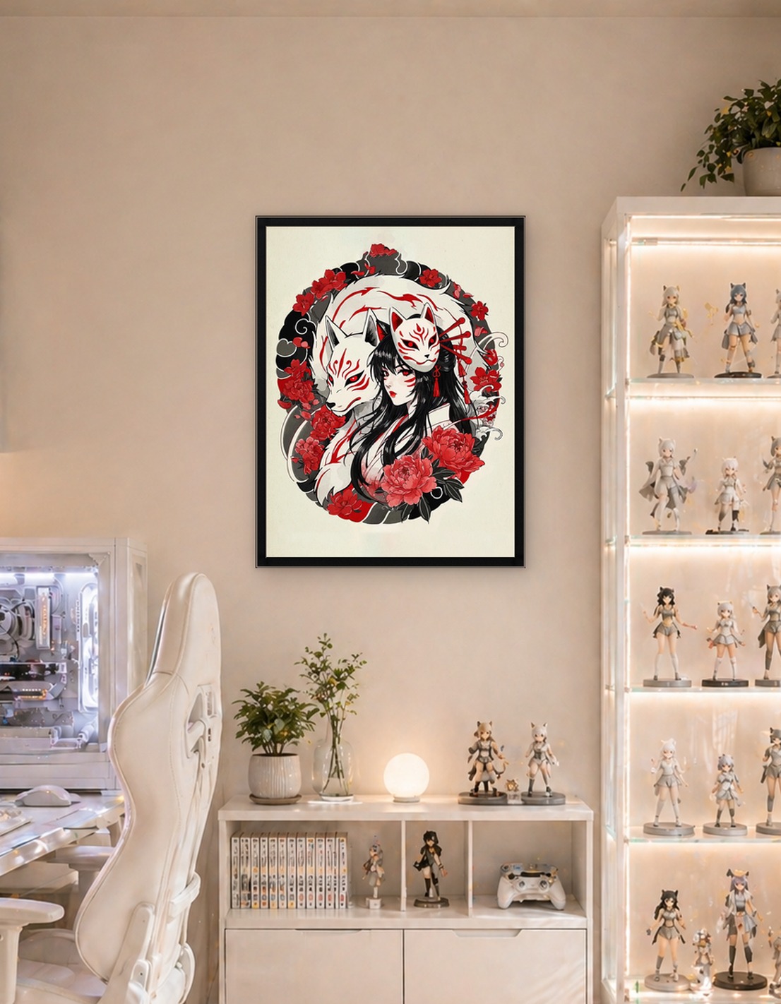 Fox Spirit Girl with Kitsune Mask