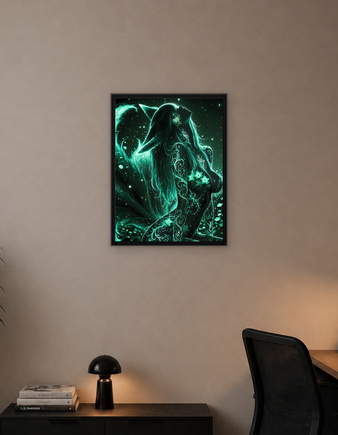 Fox Girl in Emerald Glow