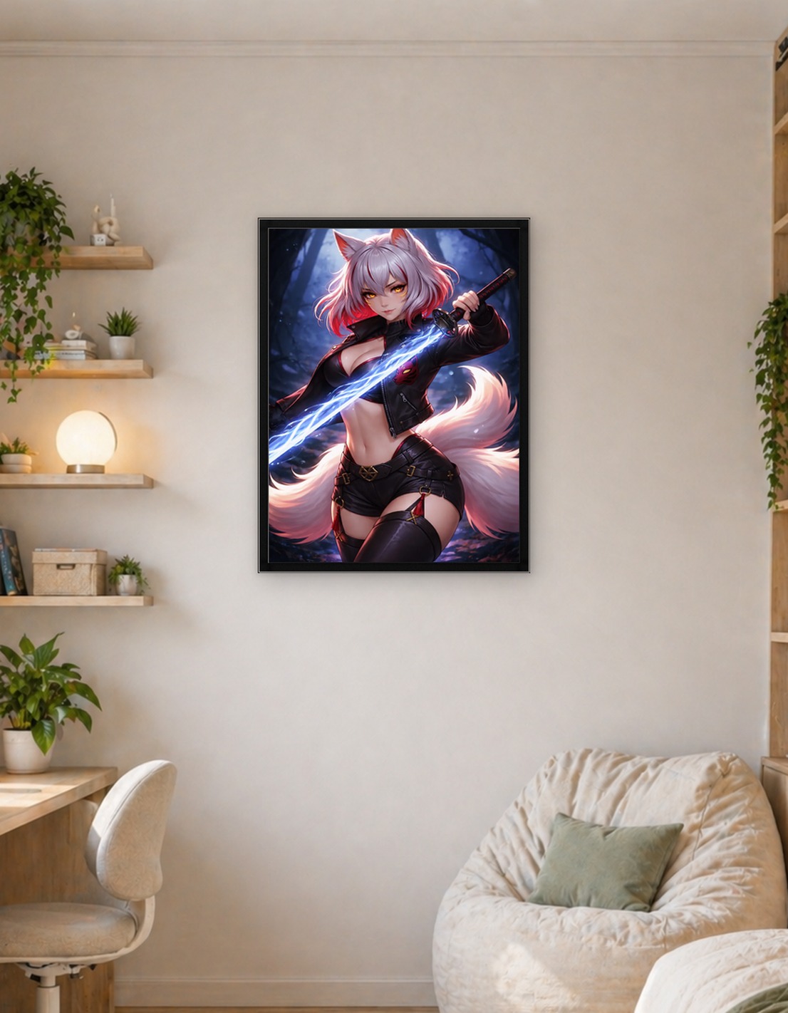 Fox Girl with Lightning Sword