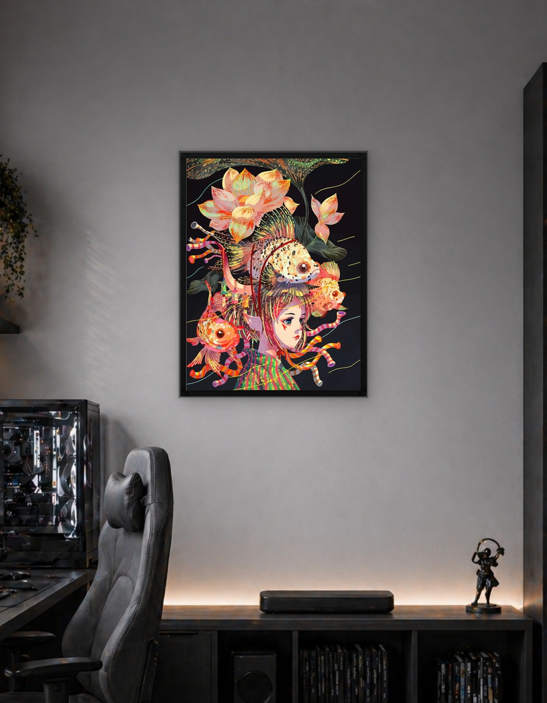 Fish Girl with Lotus Flowers