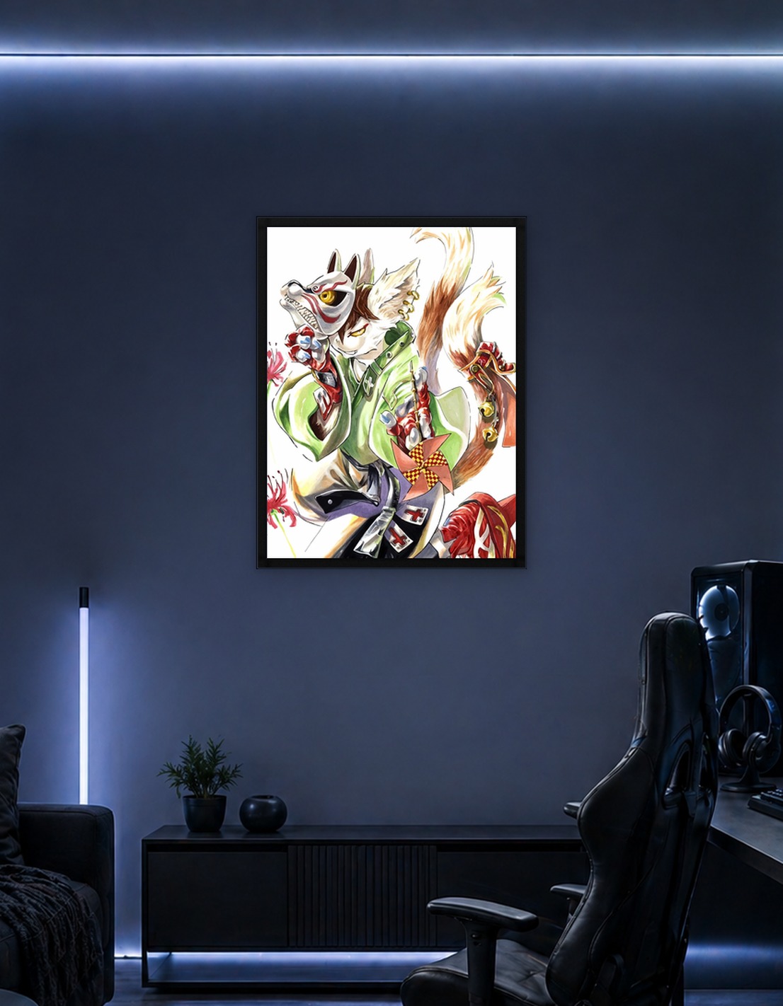 Fox Spirit with Mask and Pinwheel