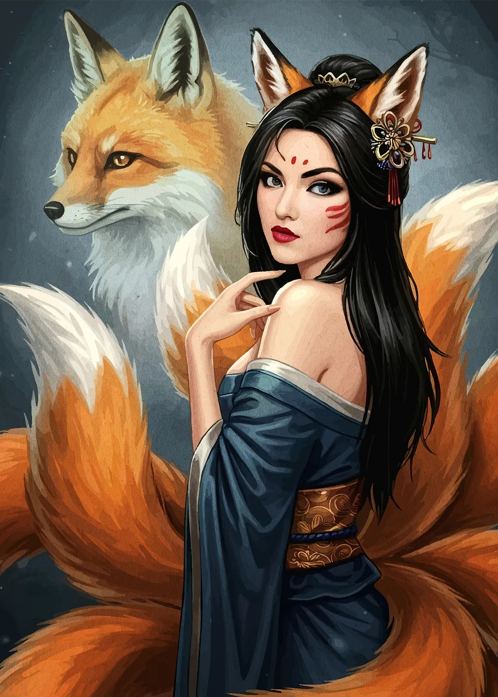 Женщина Кицунэ и Лиса