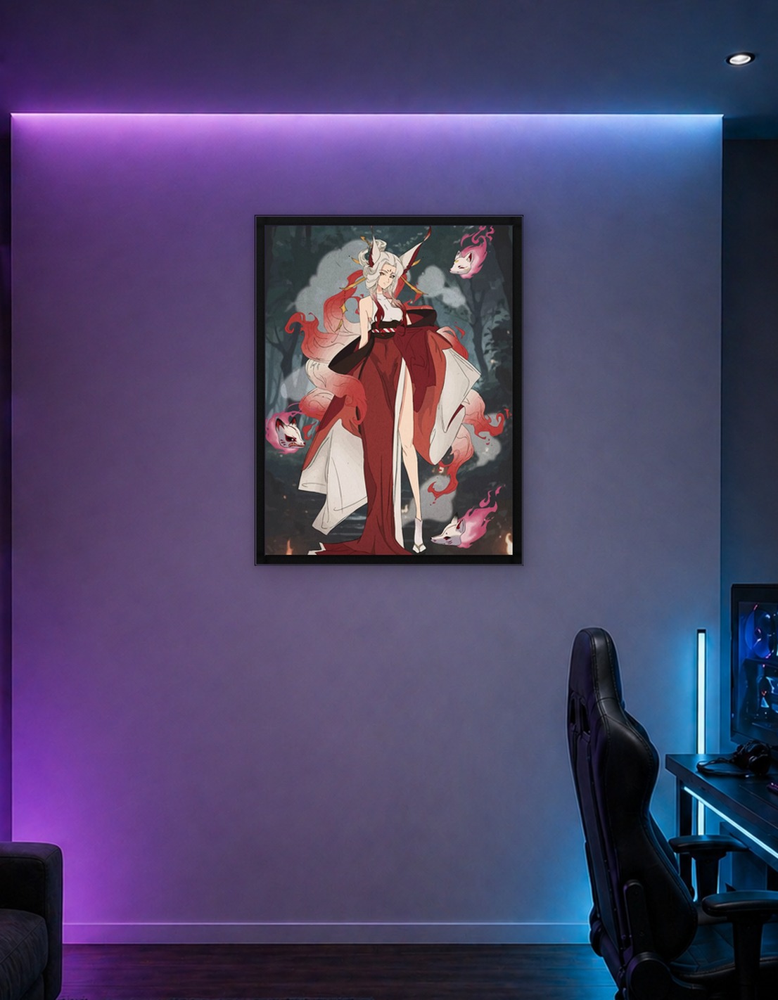 Kitsune Woman with Fox Spirits