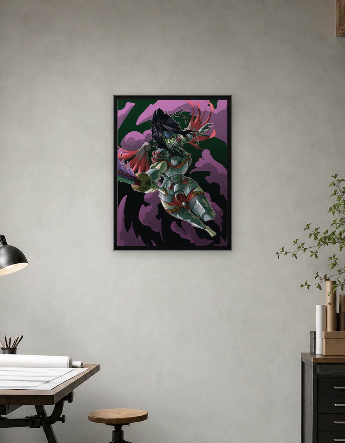 Female Warrior with Sword Illustration