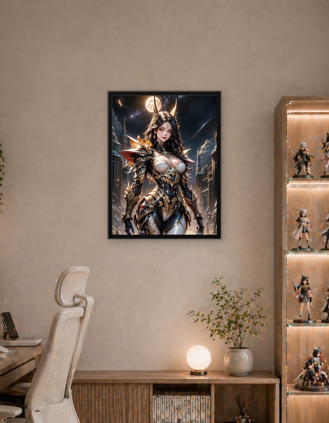 Fantasy Warrior Woman in Golden Armor