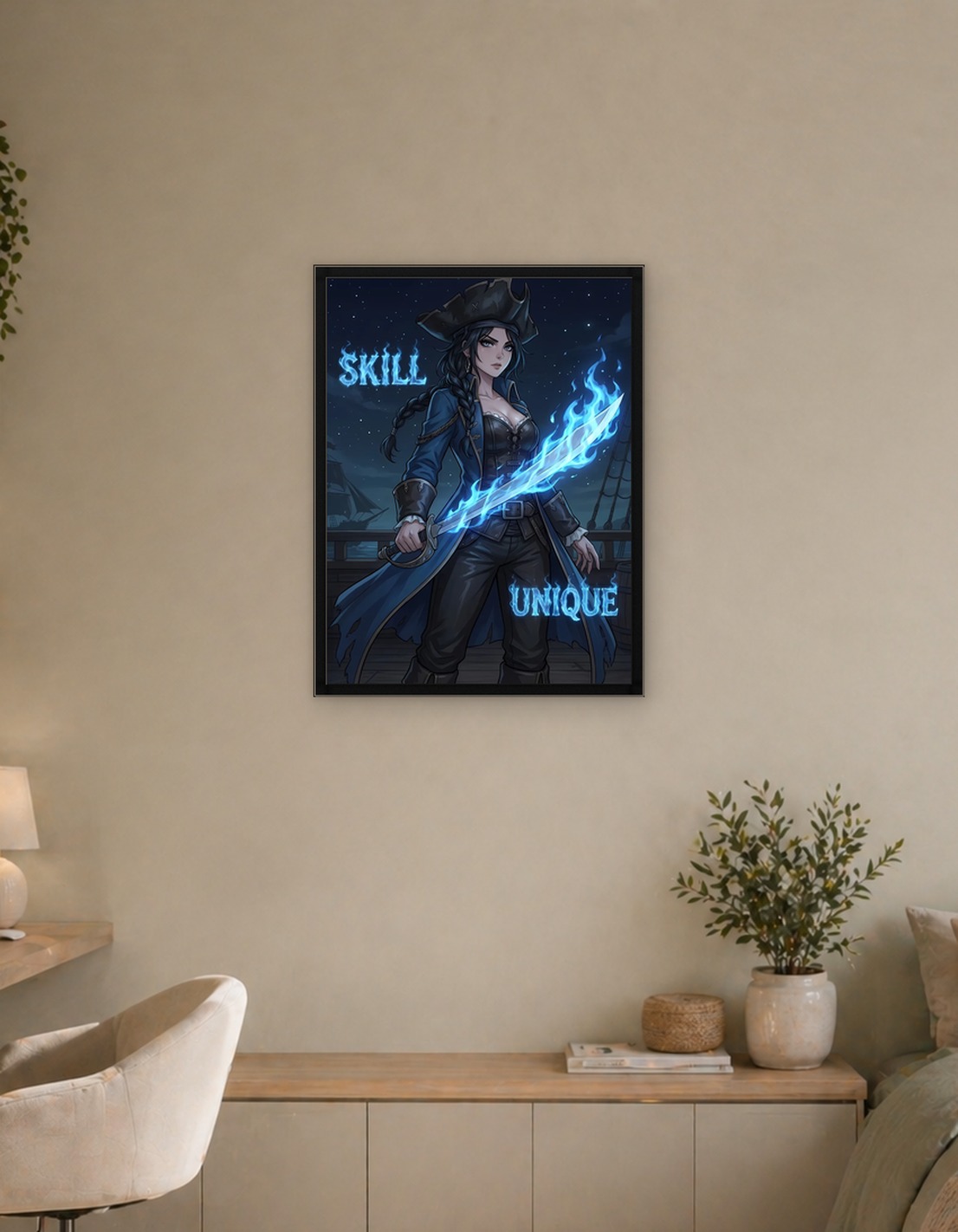 Pirate Woman with Flaming Sword