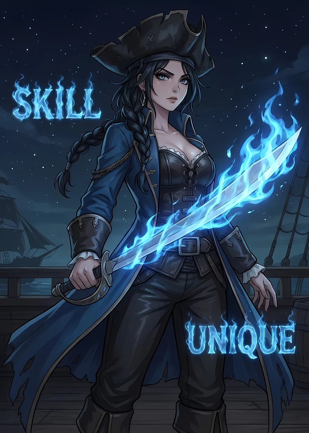 Pirate Woman with Flaming Sword