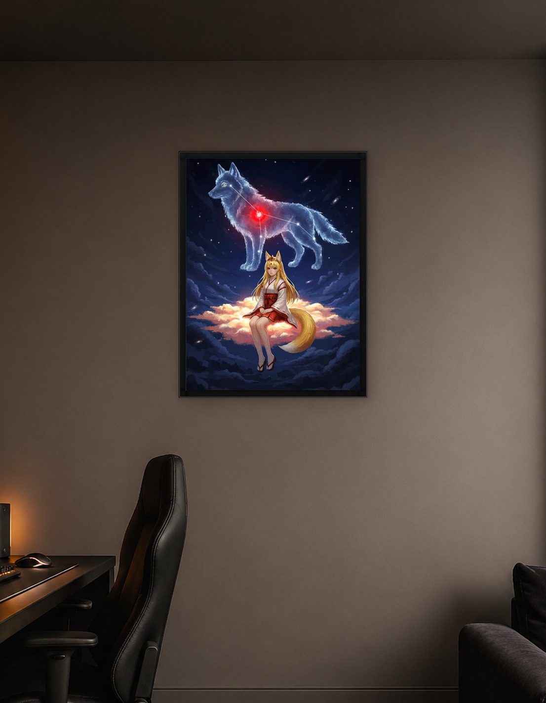 Kitsune Shrine Maiden and Celestial Wolf