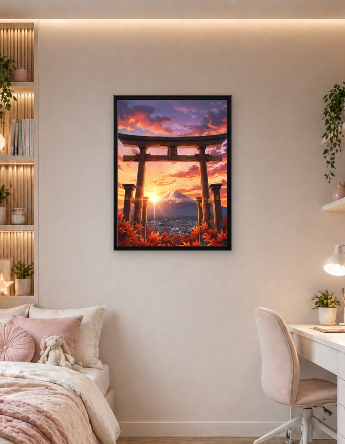 Mount Fuji Sunset Through Torii Gate