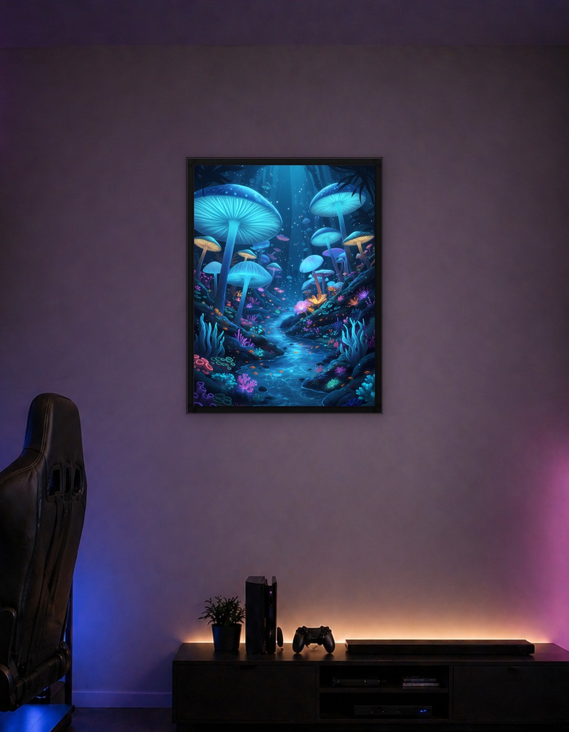 Enchanted Mushroom Forest with Glowing River