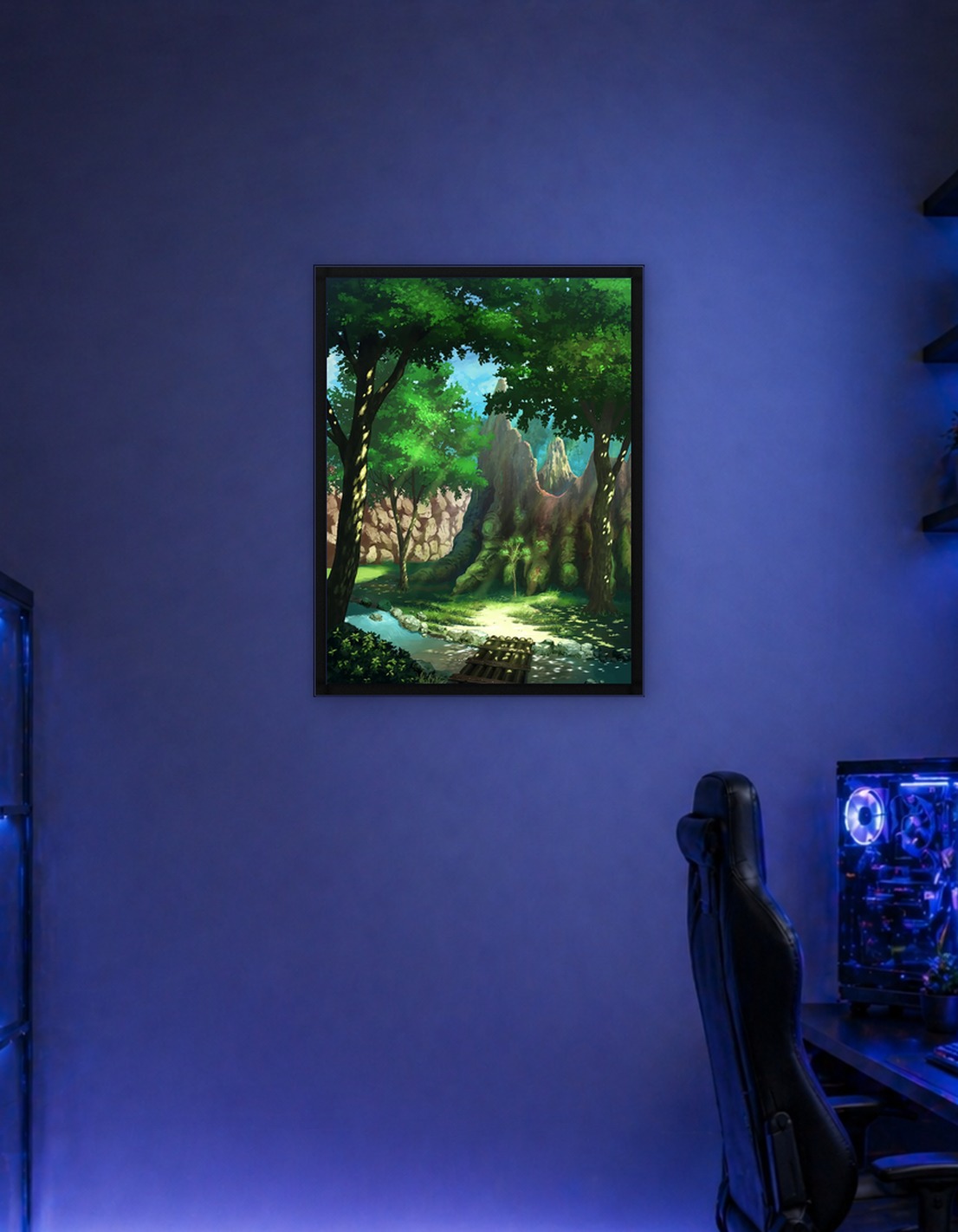 Enchanted Forest Stream Landscape Illustration