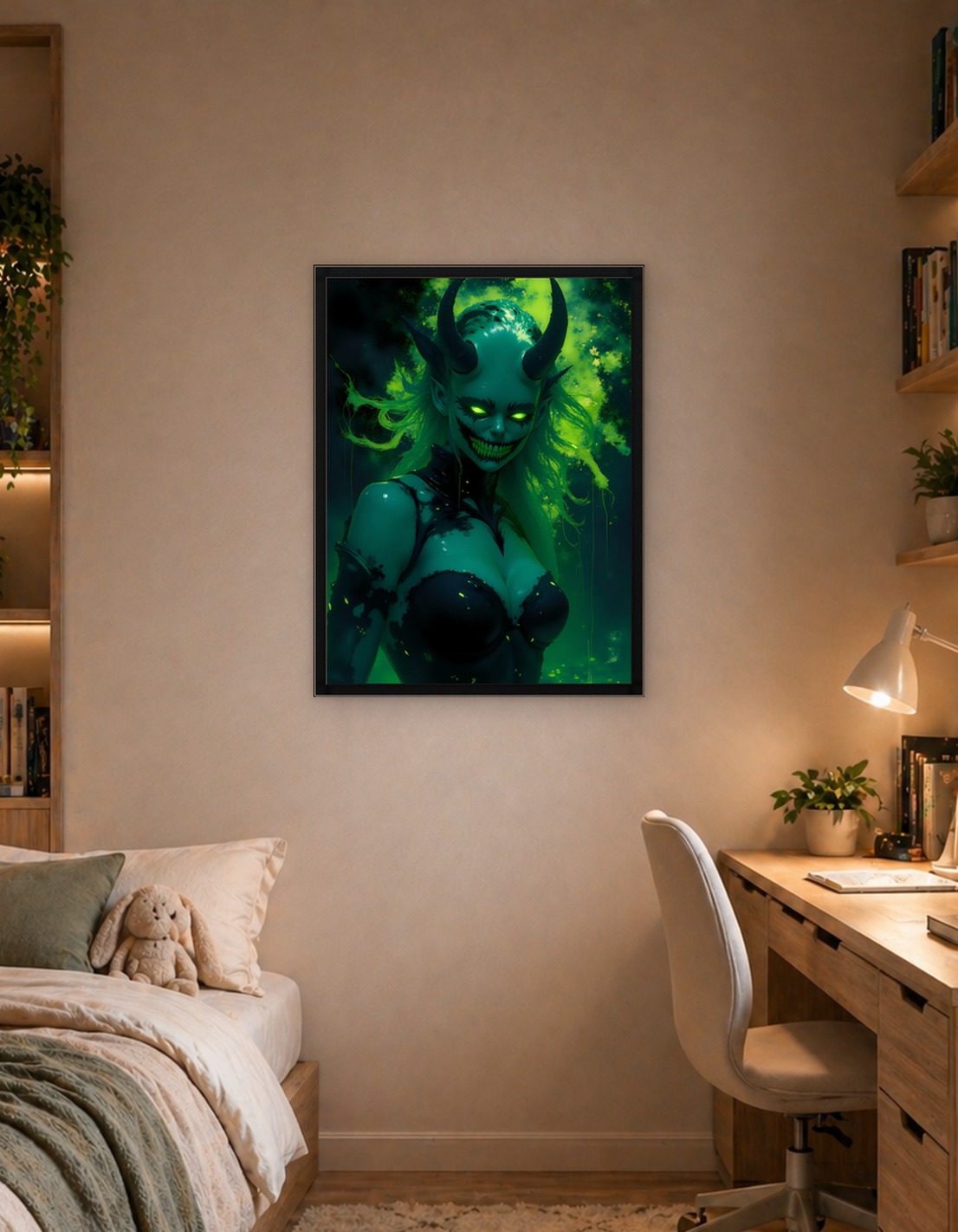 Green Demon with Horns