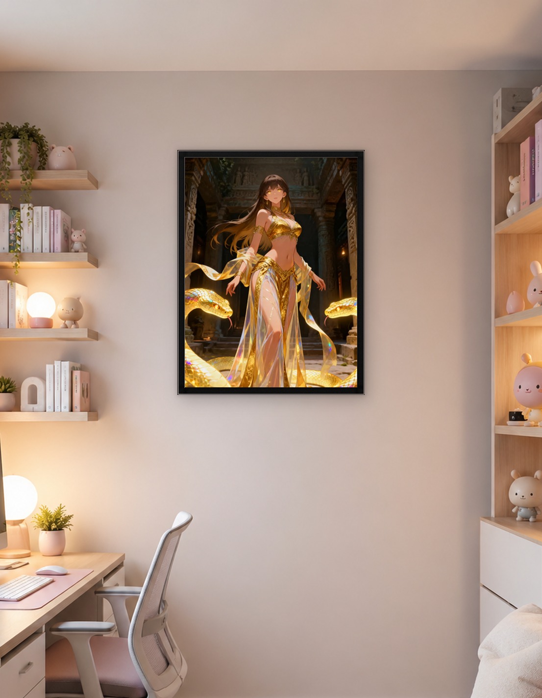 Золотая анимэ-девушка со змеями