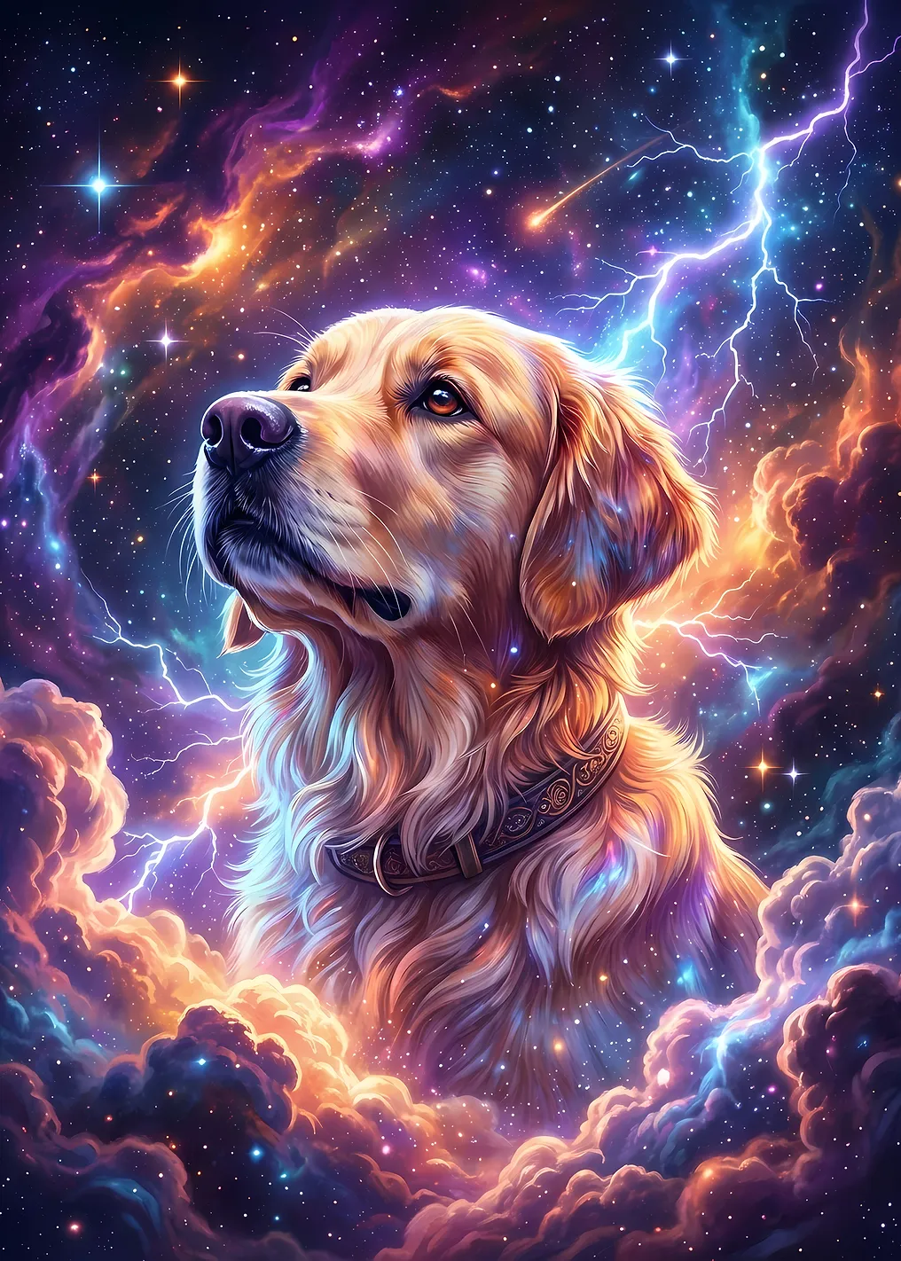Golden Retriever in Cosmic Storm