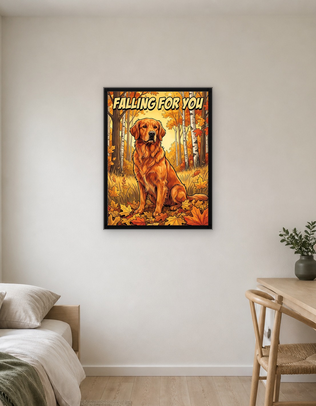 Golden Retriever in Autumn Forest